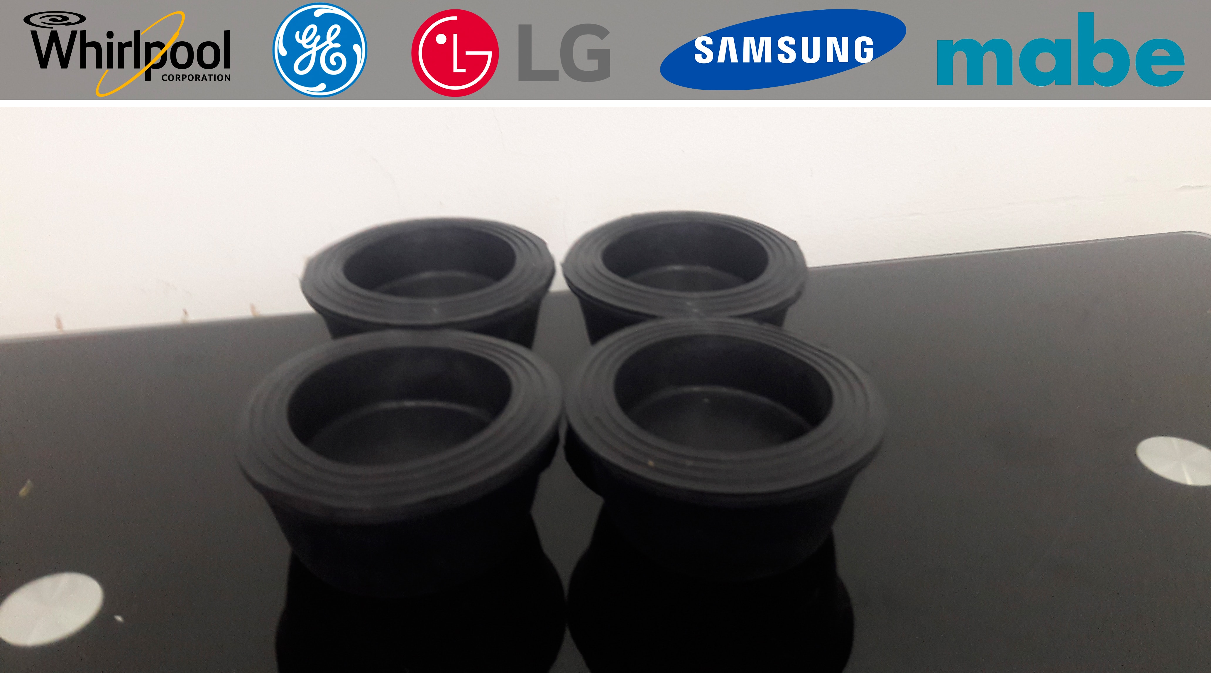 Bases de caucho-goma de alta resistencia para lavadoras marca LG, Samsung Mabe Whirlpool